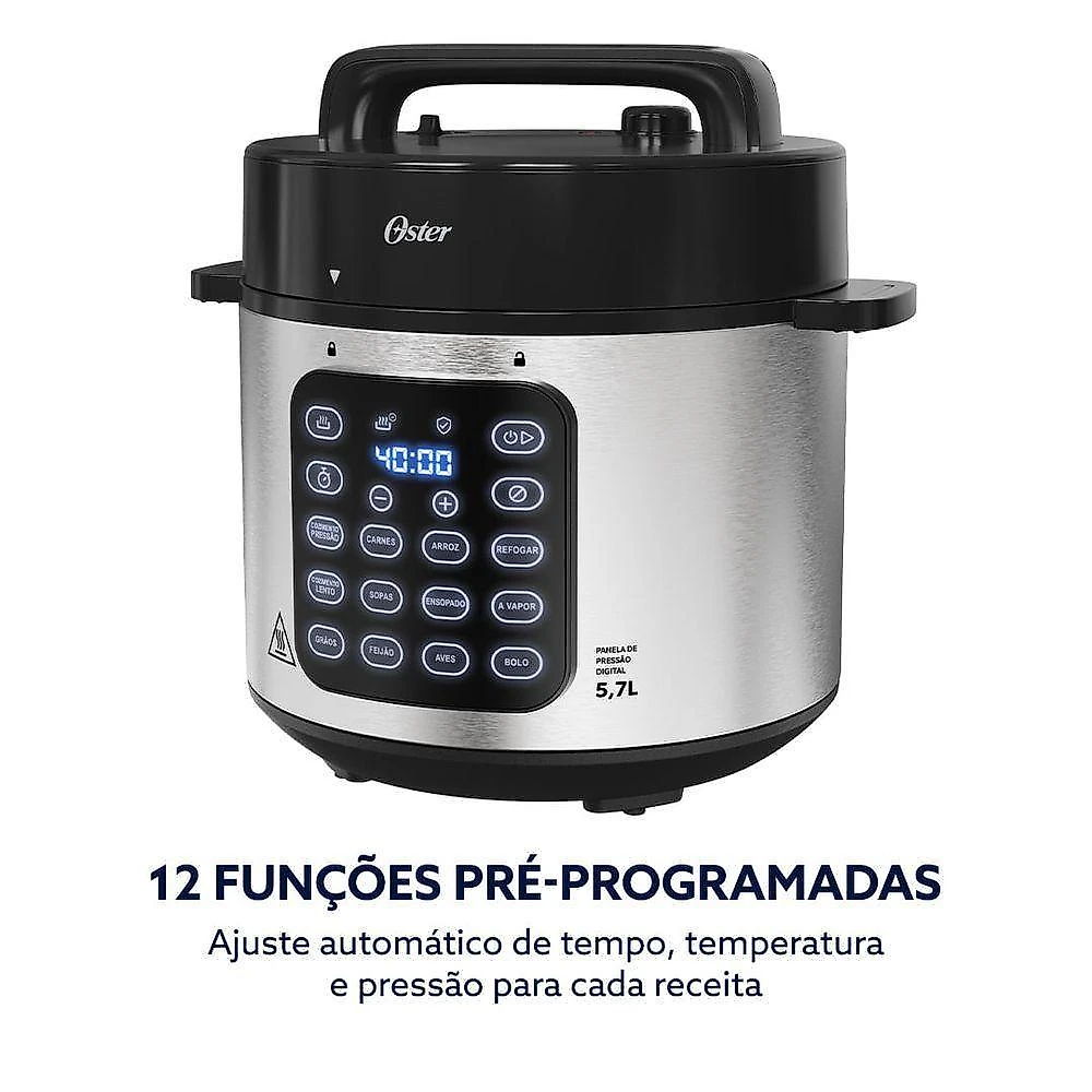Panela de pressão elétrica digital oster opan930-127 5,7l com painel touch 110v