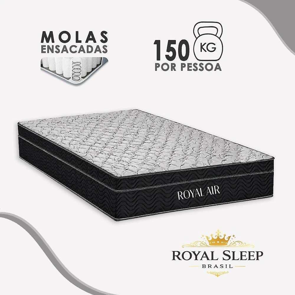 Cama Box com Colchão Casal Royal Air Pillow Top Molas Ensacadas Suede Bege Royal