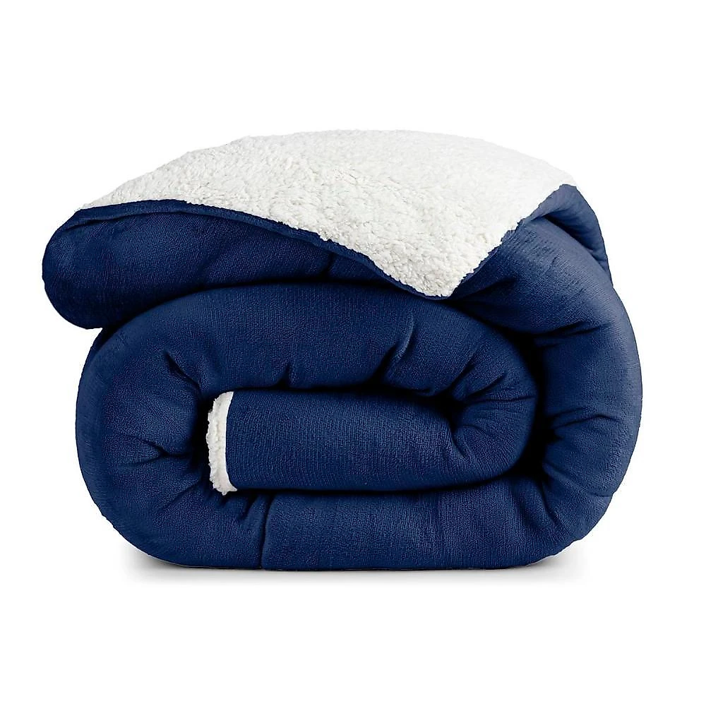 Edredom queen coberdrom dupla face sherpa mantinha everest azul ice