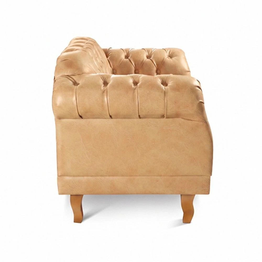 Poltrona Chesterfield Couro Sintético Duque Mel