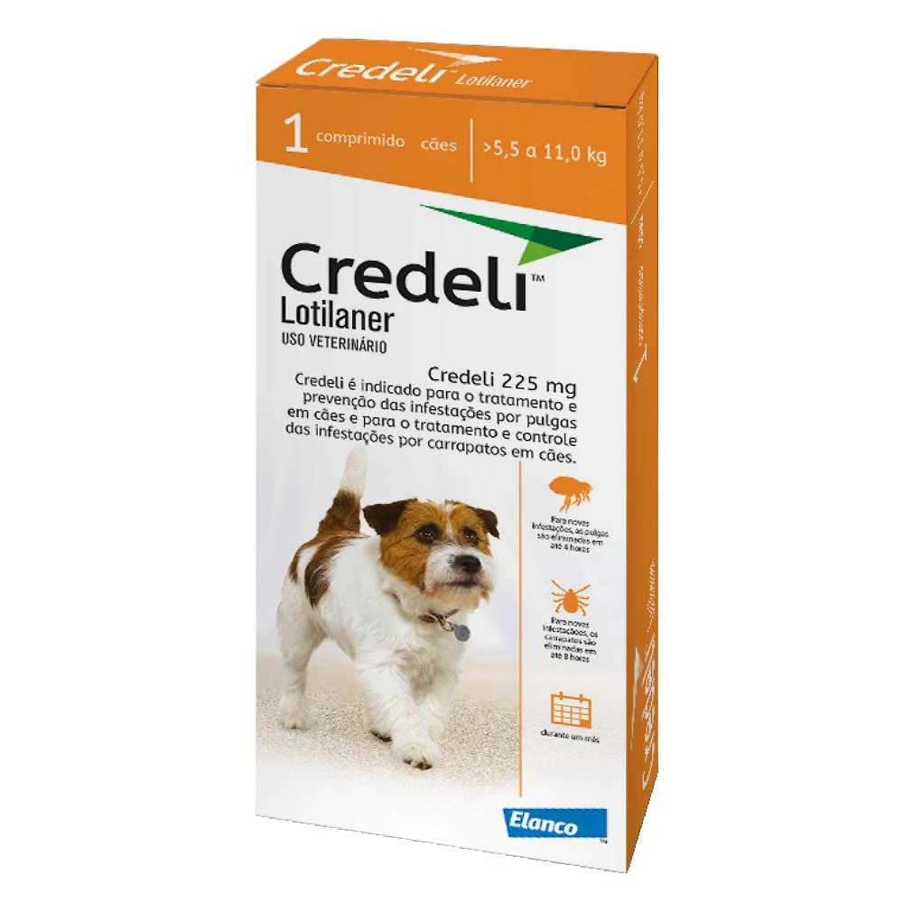 Miniatura Antipulgas e Carrapatos Elanco Credeli Lotilaner para Cães de 5,5 a 11 Kg - 1 Comprimido