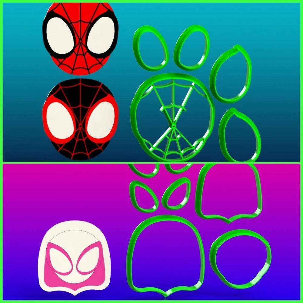 Cortador Kit Spider Cute - Miles e Peter e Gwen Aranha Verso Plástico PLA Transparente 4CM HB Formas