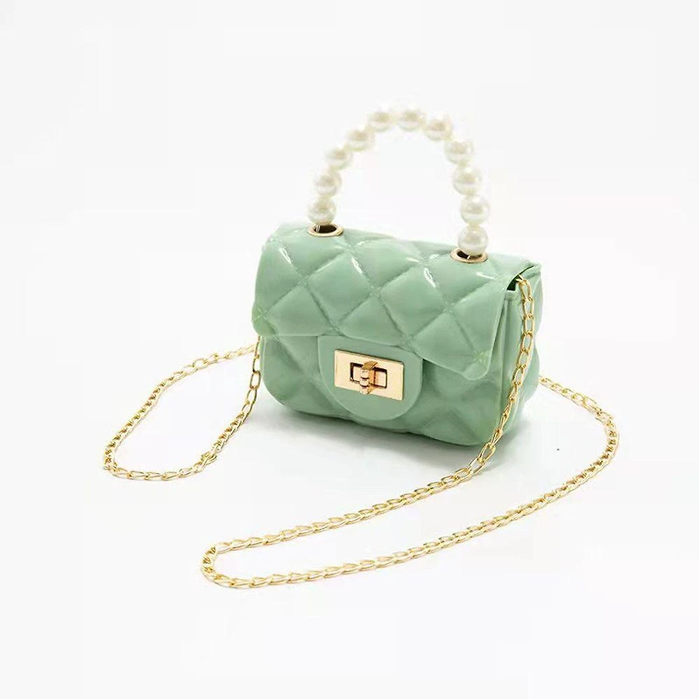 Bolsa Infantil Transversal OEM Mini Bag Blogueirinha com Pérolas 12cm X 5cm X 8cm Verde Meninas