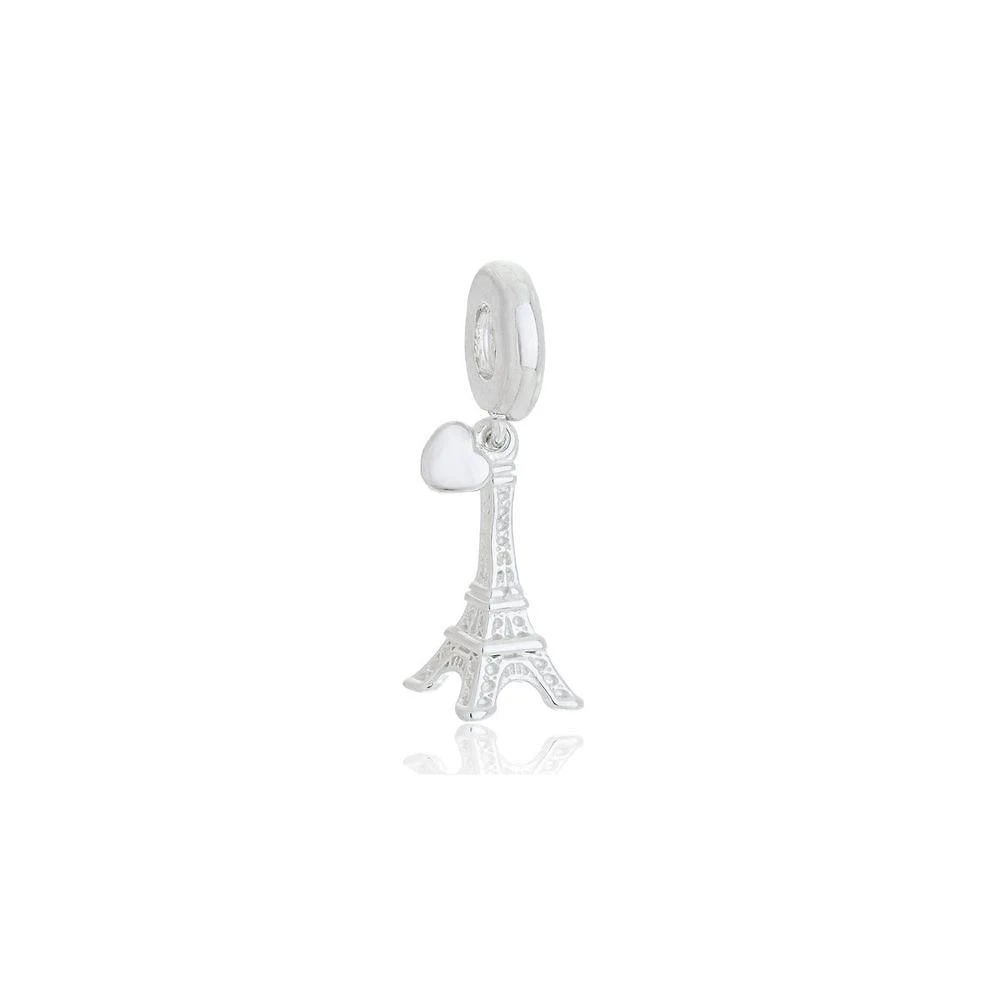 Berloque Atraktiva Jóias Torre Eifel e Câmera Fotográfica Prata 925 2,9CM X 0,7CM Prata