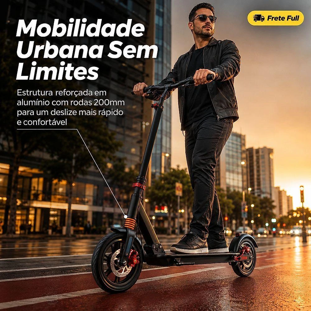 Patinete Scooter Urbano com Freio a Disco 150KG 200MM Alumínio