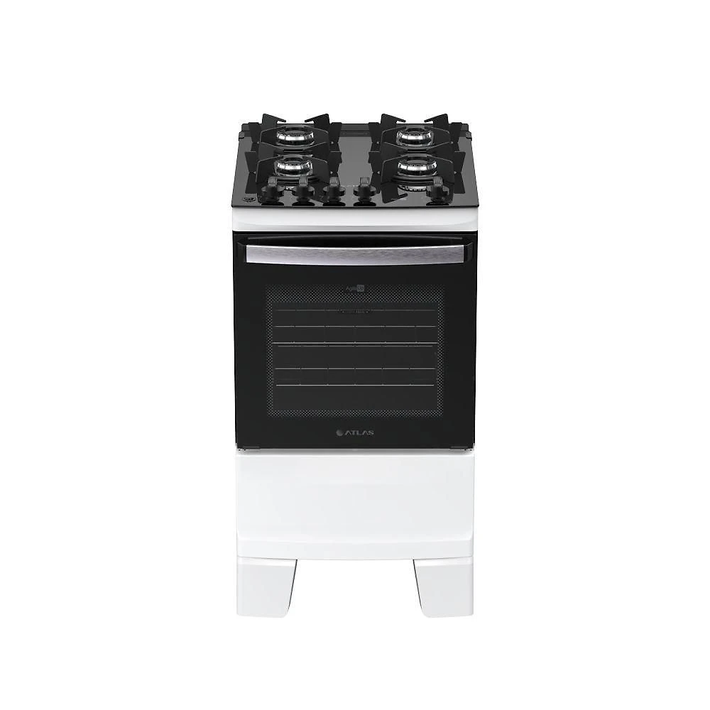 Fogão 4 Bocas Atlas Agile Up Glass Automático Mesa De Vidro Branco Bivolt