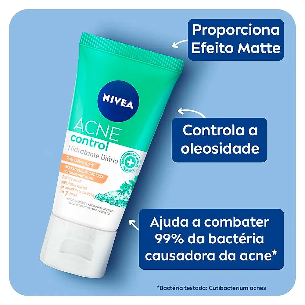 NIVEA Acne Control Kit – Esfoliante Facial 75ml + Tônico Facial 200ml + Hidratante Facial 50ml Kit