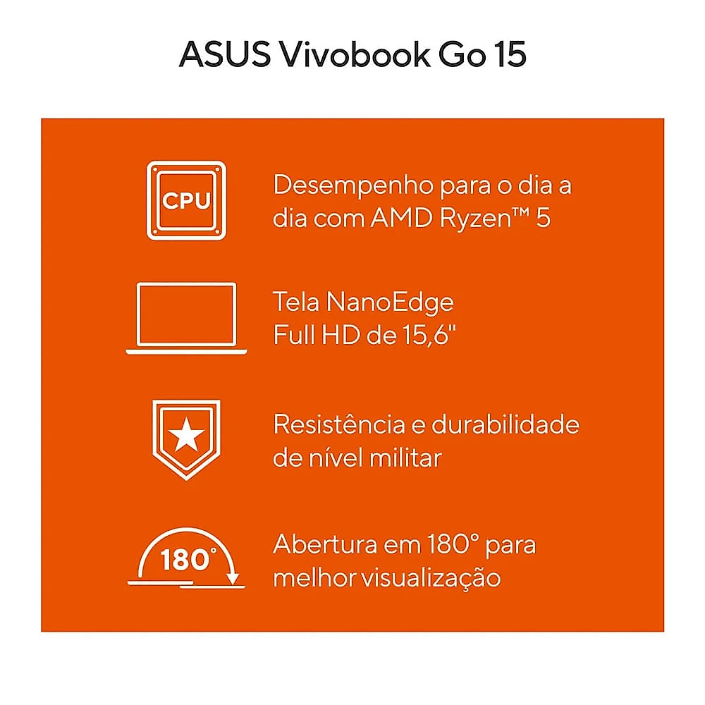Notebook Vivobook Go 15 8GB 512GB W11 NJ836W Asus Mixed Black