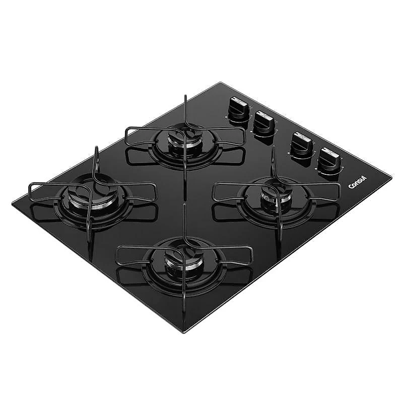 Cooktop 4 Bocas a Gás Consul com Grades Estáveis e Mesa de Vidro CD060BE Bivolt