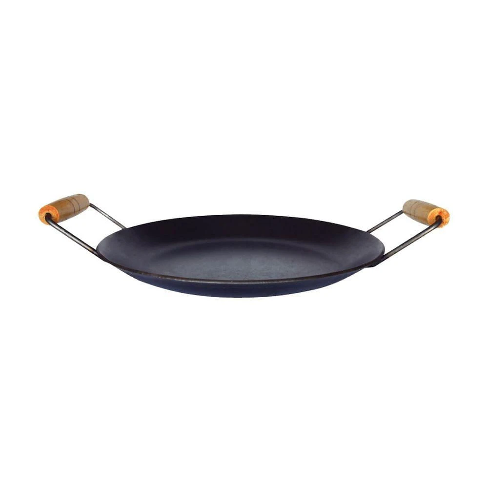 Miniatura Chapa Disco Arado Aço Carbono Bifeteira Alça Madeira 27cm