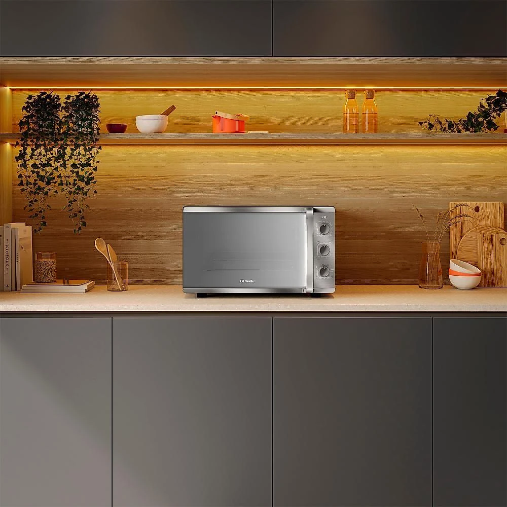 Forno Elétrico De Bancada Mueller Espelhado 50 Litros E 3 Modos De Assar MFB50K Cinza 220V