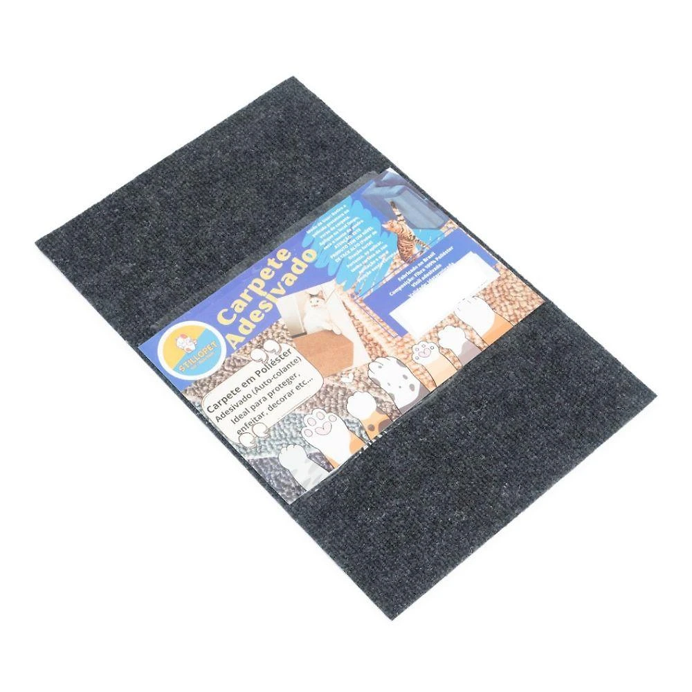 Arranhador Adesivo para Gato OEM em Carpete 100% Poliéster Grafite 48x30cm Kit 2 Unidades