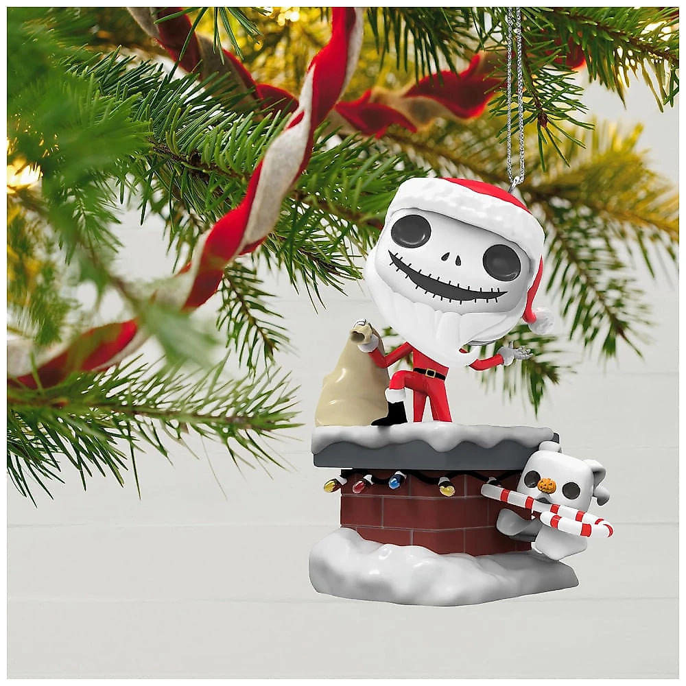 Enfeite de Natal Hallmark Keepsake Disney Tim Burton Jack Skellington e Zero Funko POP!, Plástico, 7,5x7,4x5,5 cm