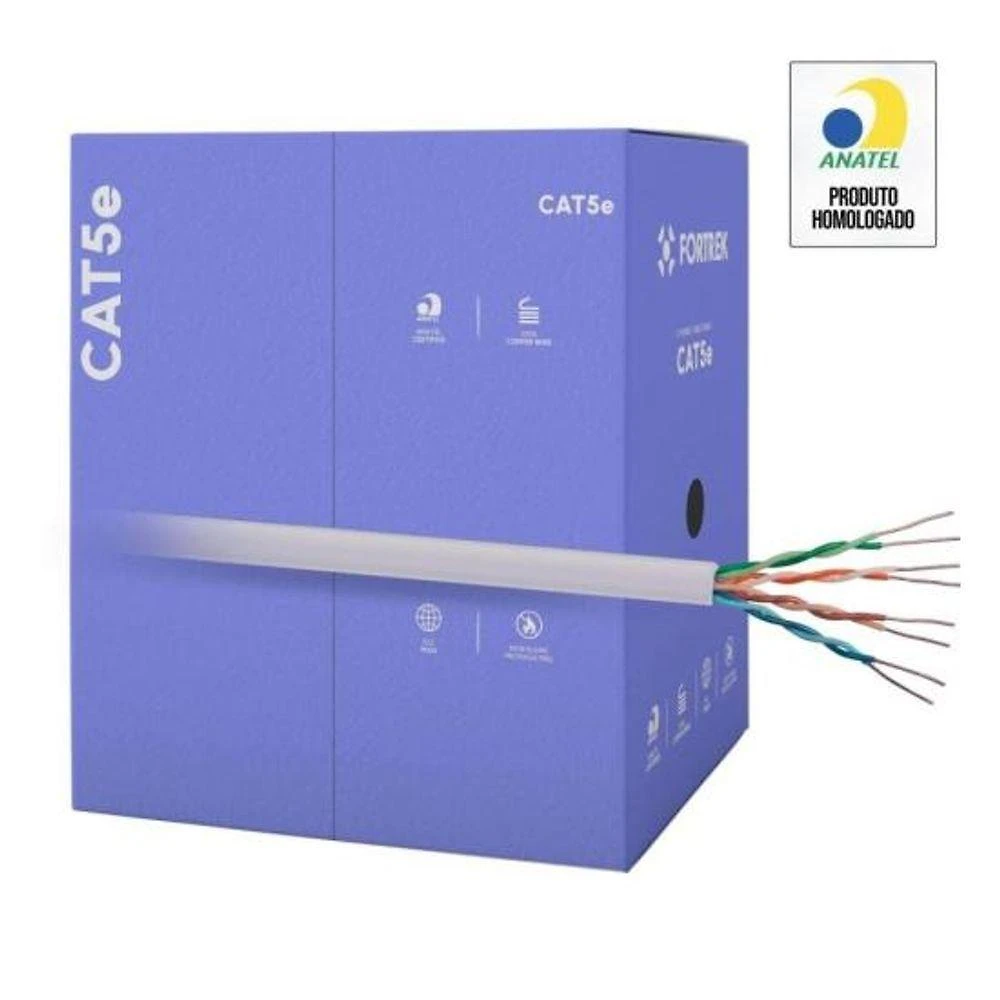 Cabo de Rede Cat5e FK 500C com Condutores 100% Cobre Cinza Fortrek 305M
