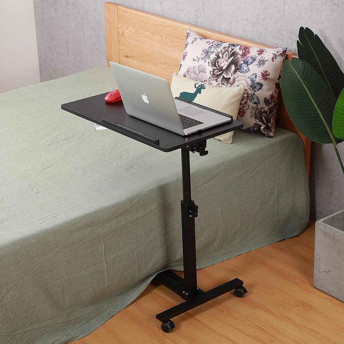 TigerDad sobre mesa de cama com rodas ajustáveis Mesa para laptop com rodinhas