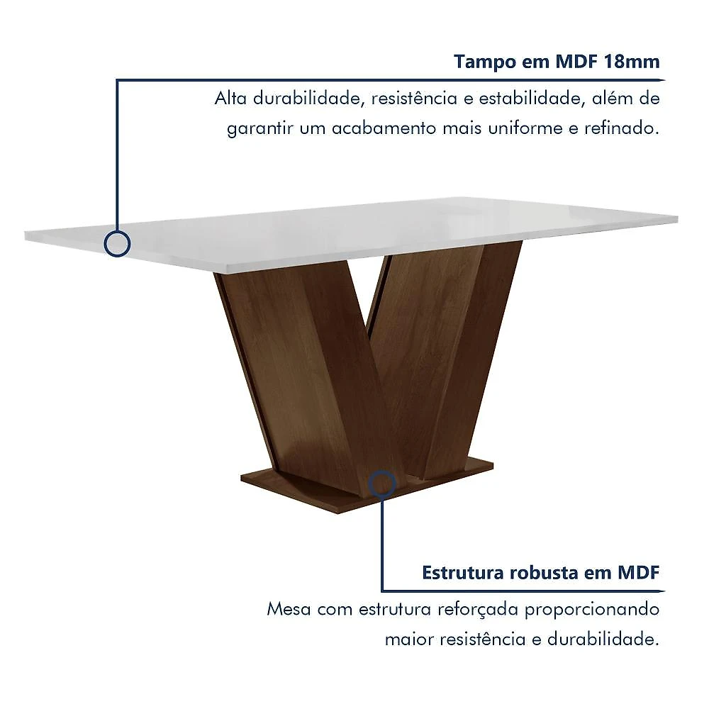 Conjunto Sala de Jantar Mesa 160x80cm Tampo Mdf com 6 Cadeiras Espanha Yescasa Chocolate/Grafite