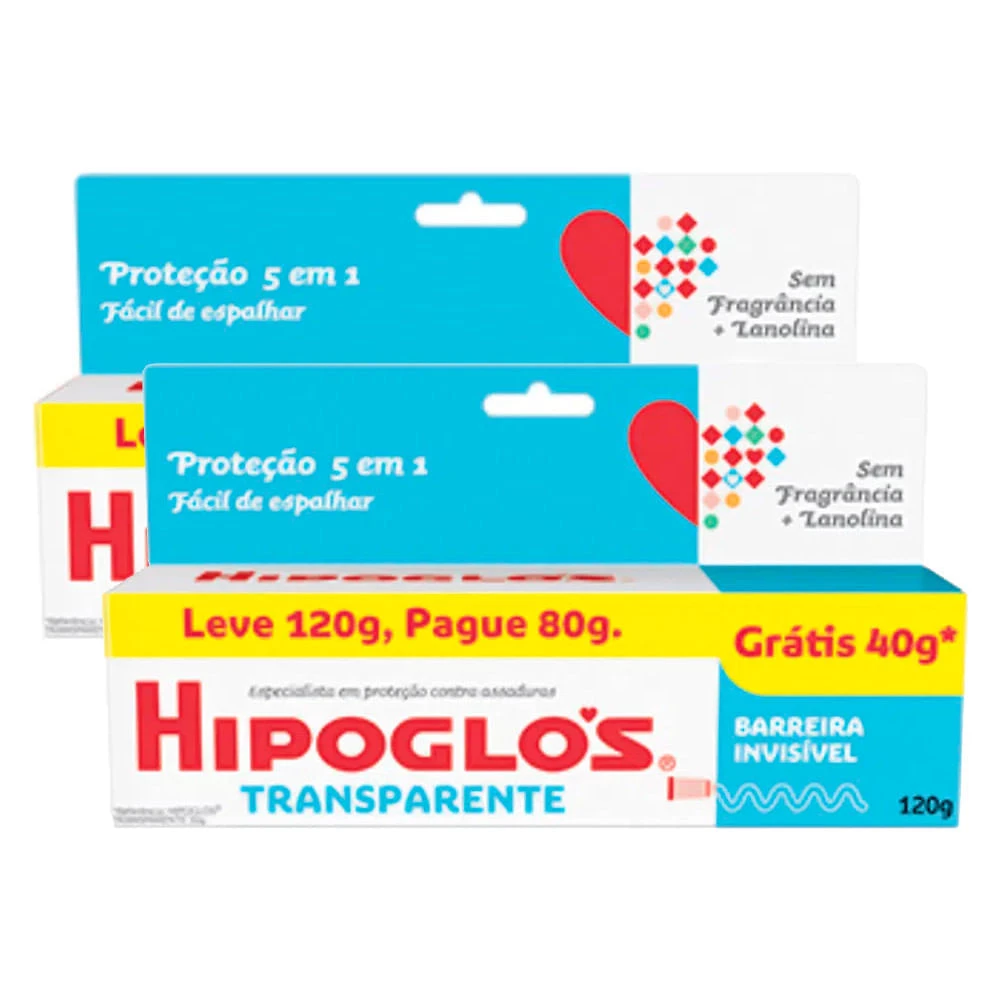 Hipoglós Transparente Pomada Contra Assadura Leve 120g e Pague 80g | Kit com duas unidades