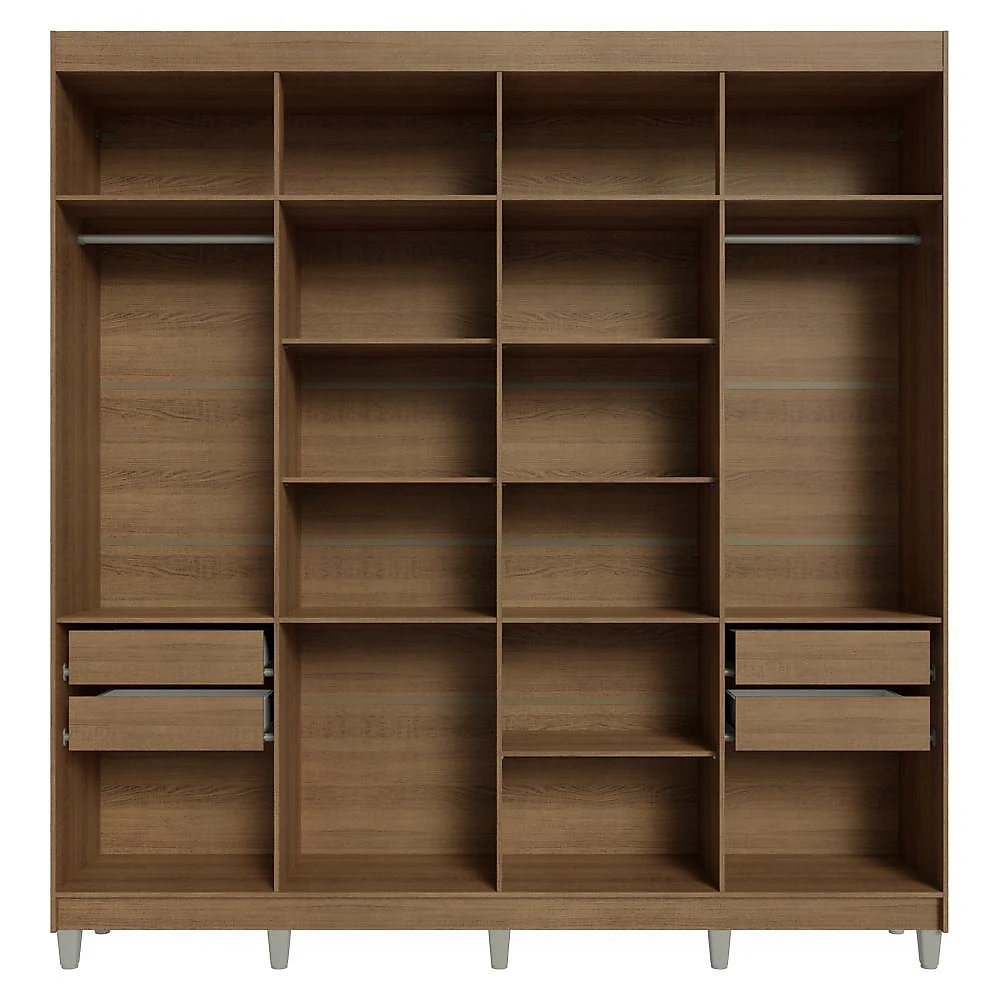 Guarda-roupa casal com pés 8 portas batentes rustic/preto/rustic venus madesa