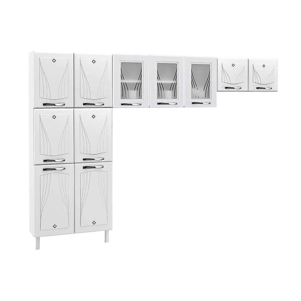 Cozinha Modulada Completa Star New 3 Peças (2 Armários + 1 Paneleiro) Cpt106 Branco/preto - Telasul