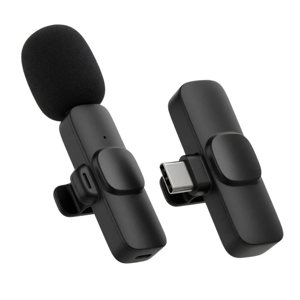 Microfone de Lapela Usb-C sem Fio com Espuma Antivento e Receptor MDM