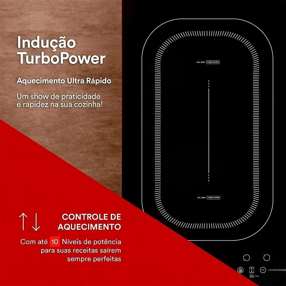 Cooktop de Indução Cinco Bocas EOS 90cm Preto 9500W ECI05EP 220V