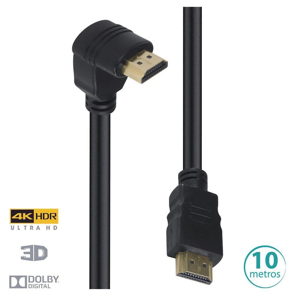 Cabo Hdmi 2.0 4k Ultra Hd 3d Conexao Ethernet Com 01conector 90o 10 Metros - H2090-10