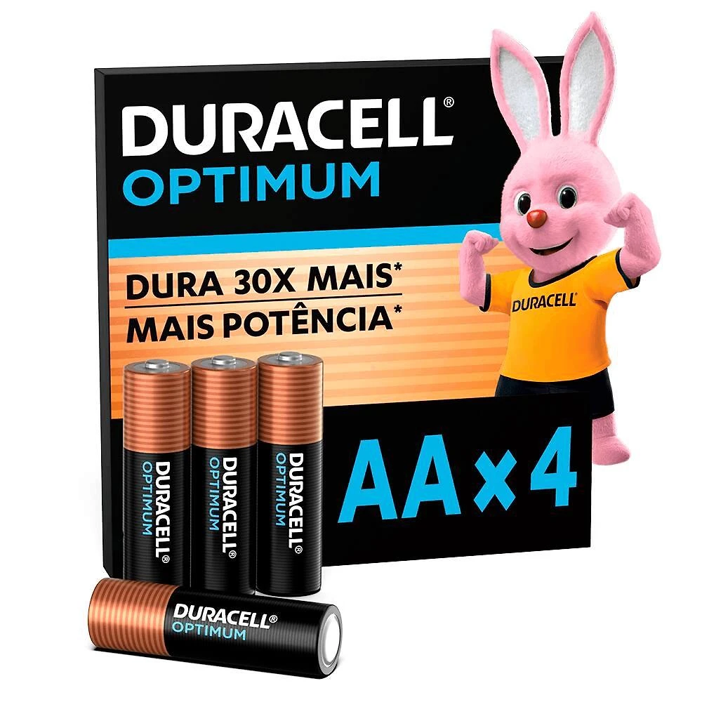 Pilha Pequena Optimum com 4 Unidades - DURACELL Pilha DURACELL Optimum com 4 Unidades AA Pequena