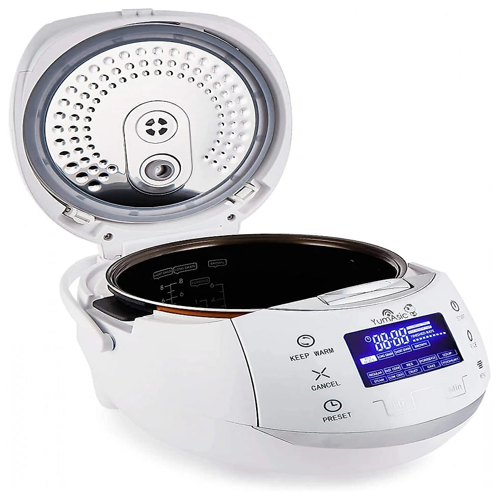 YumAsia Panela de Arroz Elétrica 1.9L, com 6 Predefinições e Tela LCD, 110V, Branca