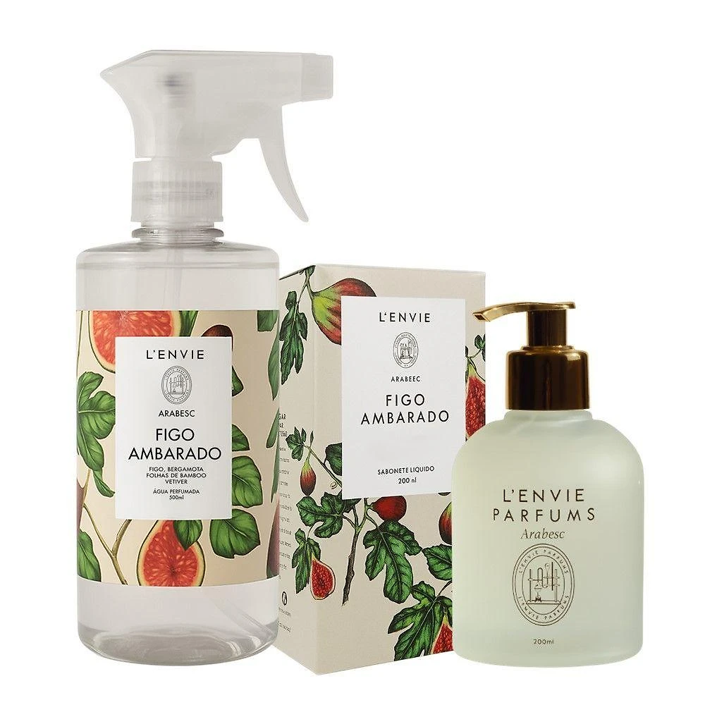 Kit Água Perfumada e Sabonete Líquido Figo Ambarado Arabesc Frutal L'envie