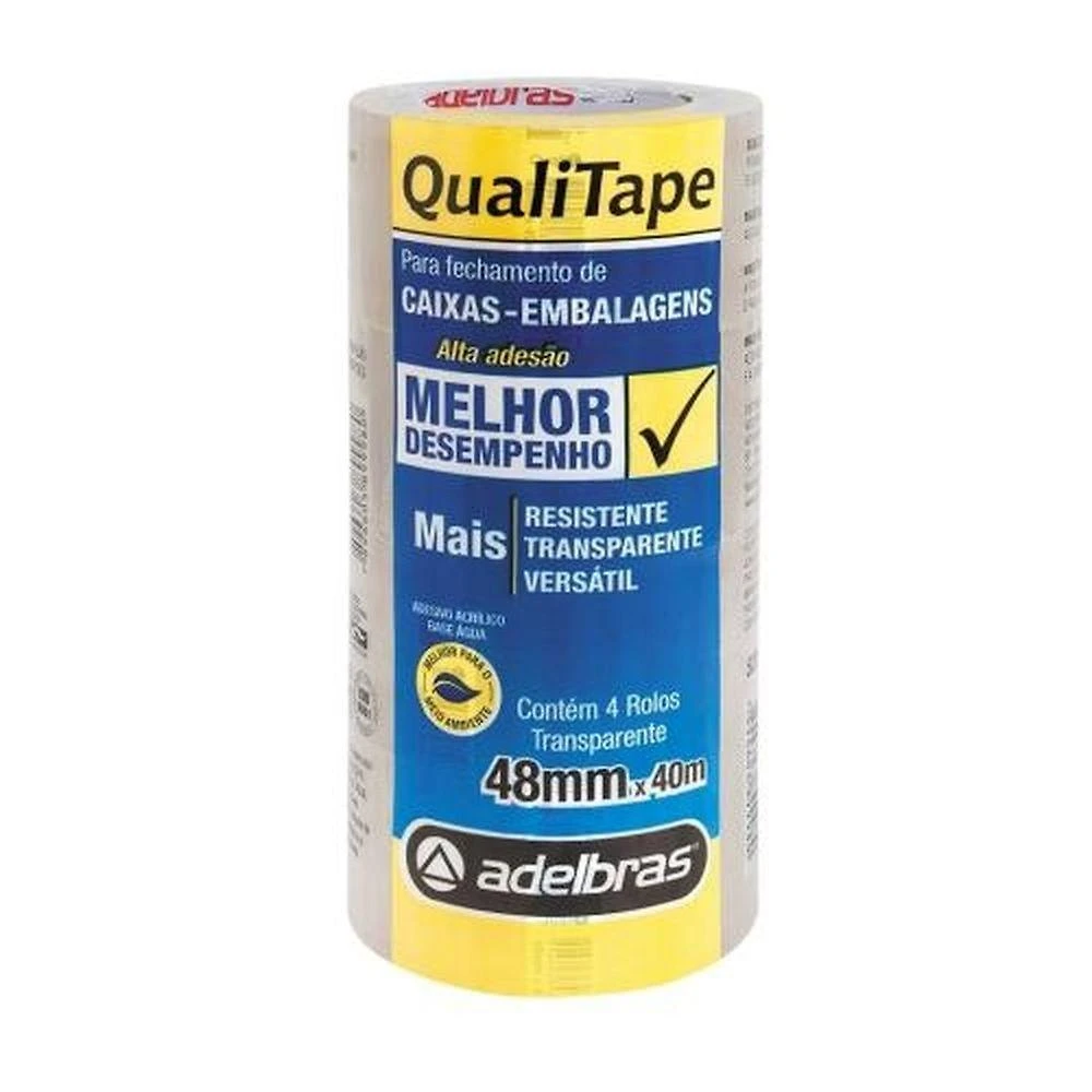 Fita Adesiva Adelbras Qualitape 520 48mm X 40m para Empacotamento Transparente