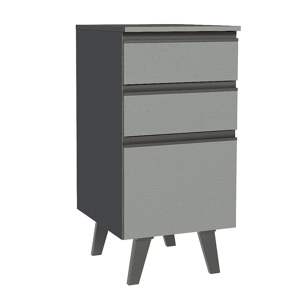 Balcão armário de cozinha 40 cm 3 gavetas com pés cinza nice madesa