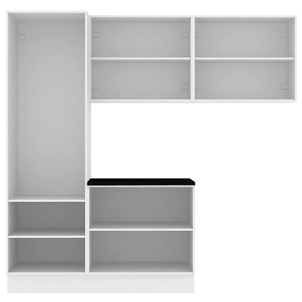 Kit Área De Serviço Madesa Acordes 100% MDF com Armário, Balcão e Torre - Portas Branco Brilhante Branco