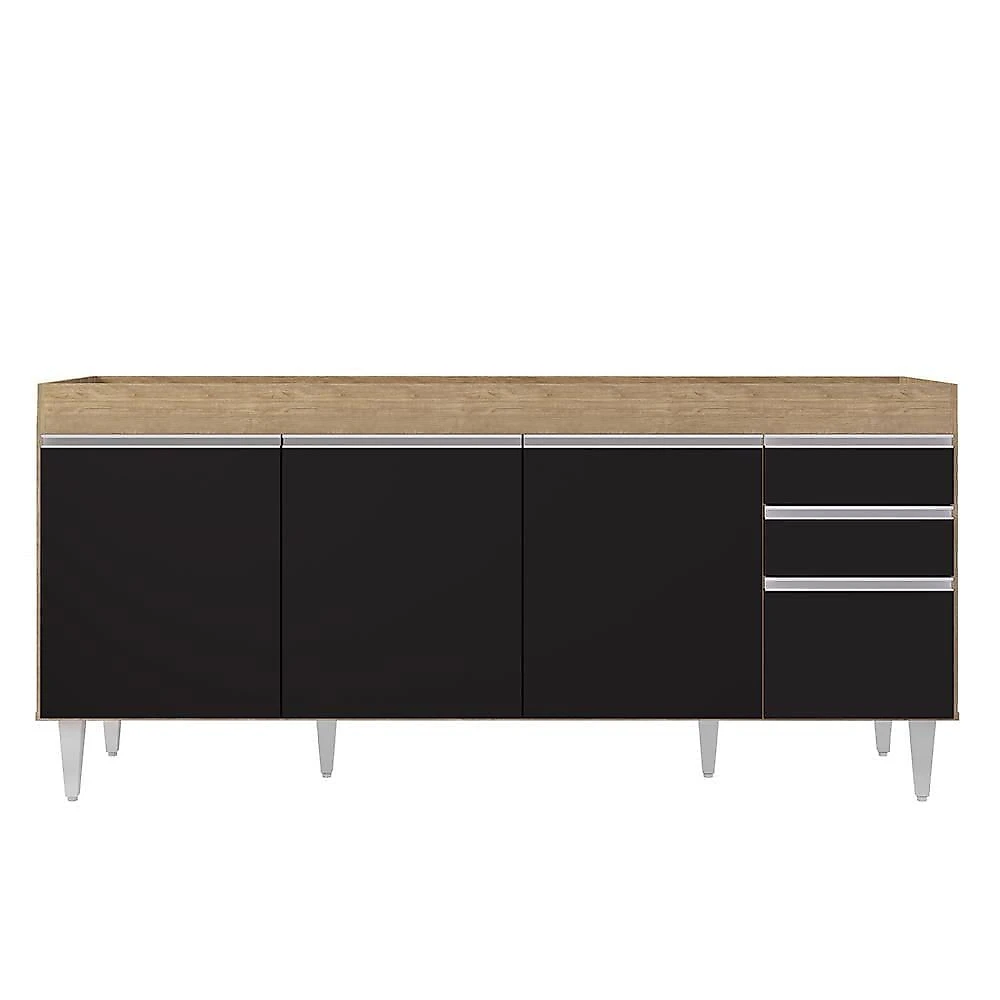 Armário De Cozinha Modulado De Canto 8 Peças Cp25 Balcão Sem Tampo Castanho/preto - Lumil