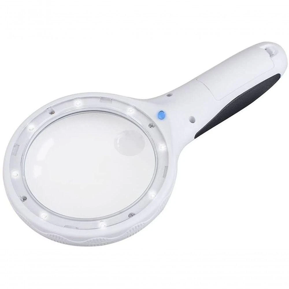 Lupa Com 8 Leds E Luz Violeta 3x E 10x Cabo Ergonômico