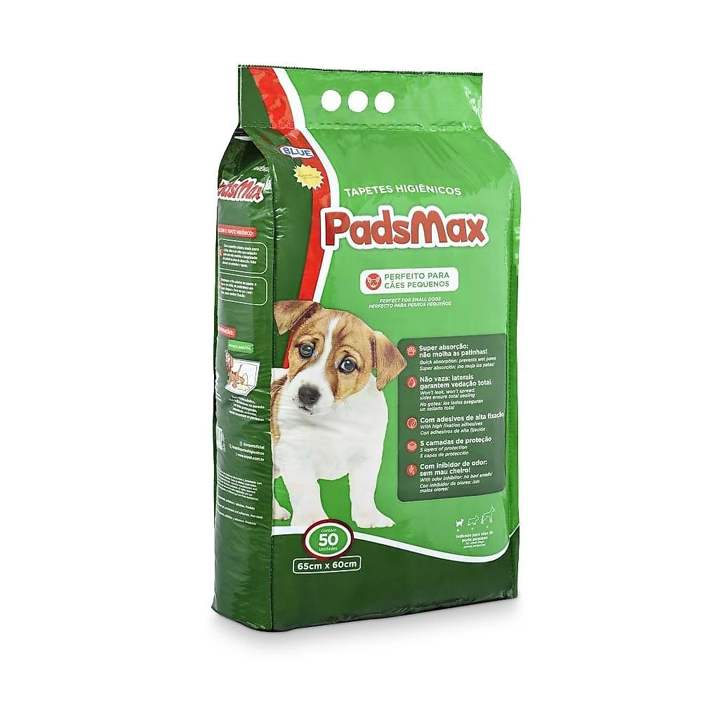 Tapete higiênico pads max 50 unidades 65x60cm blue mimo - 3 branco - 65x60cm