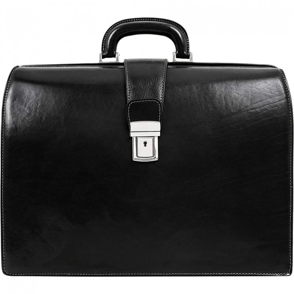 Bolsa Maleta Time Resistance de Couro Masculina para Laptop , Preta