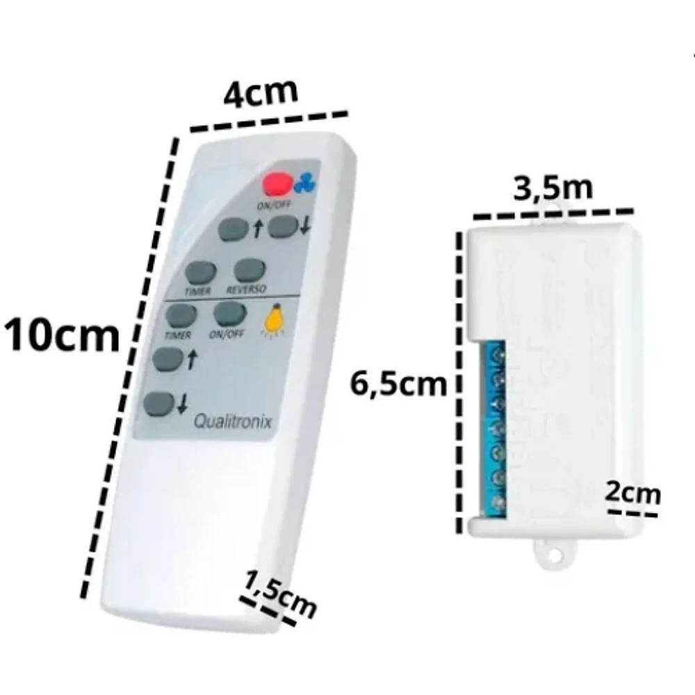 Controle Remoto Qualitronix QV40 para Ventilador e Lâmpada 3 Níveis Bivolt Branco