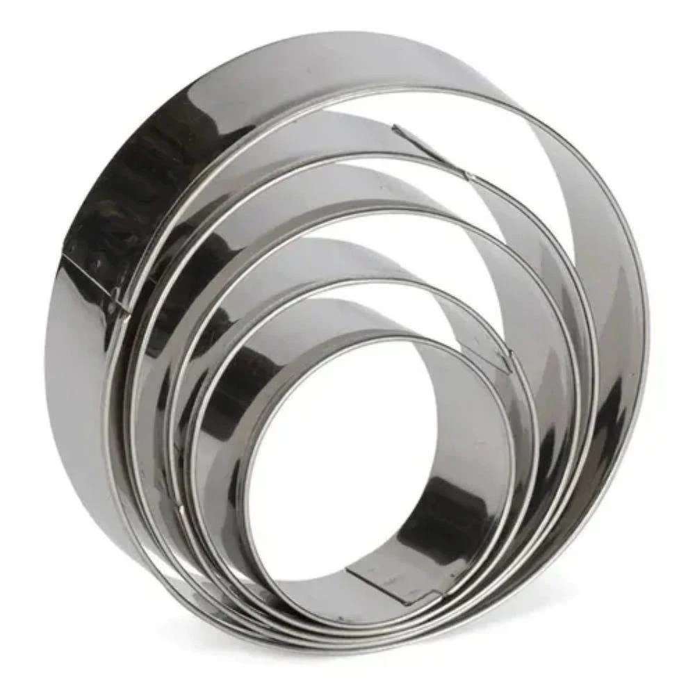 Molde para Alimentos de Inox C 6 Unidades para Cortar Massas em Formato Redondo