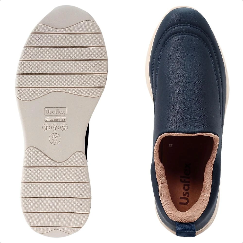 Tênis Usaflex Slip On Feminino Marinho / Bege - 34