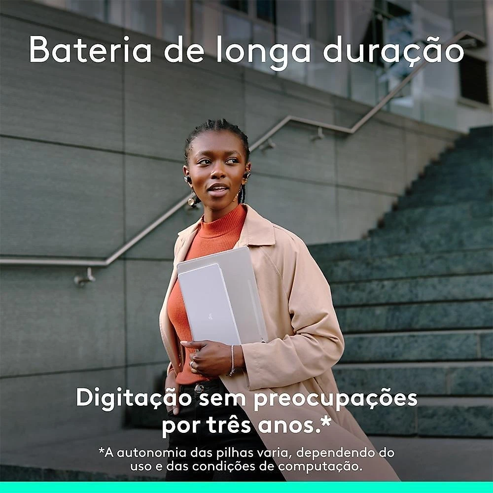 Teclado Sem Fio Logitech Keys-To-Go 2, Bluetooth, para Tablets, macOs, Windows, Capa Integrada, Claro - 920-012919