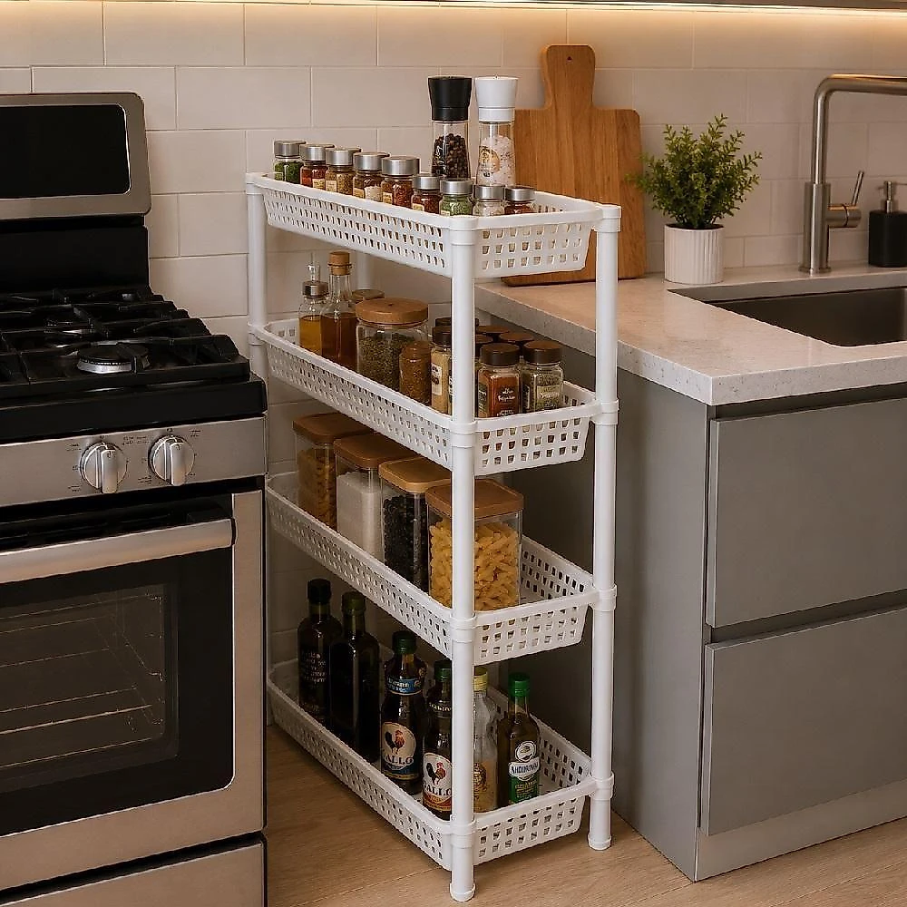Fruteira FR-15 4 Andares Plástico PP Multiuso para Cozinha Lavanderia Yeet