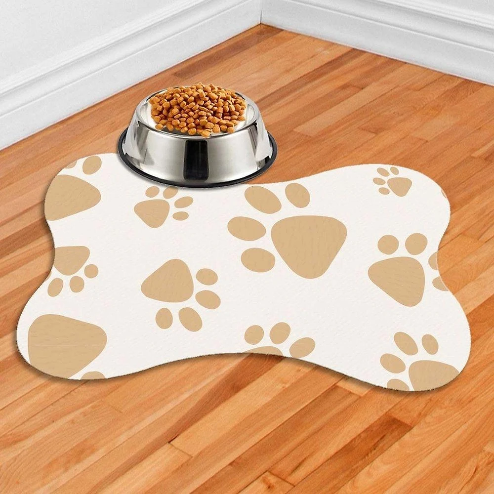 Tapete para Comedouro Pet OEM Pet-10014 Ossinho Bege 38X25 1 Unidade