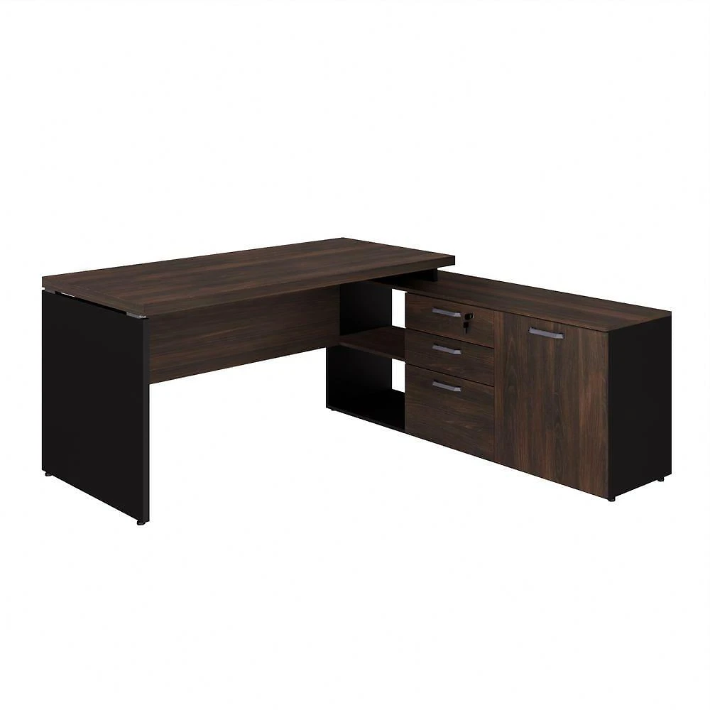 Miniatura Mesa Em L Web40 1,90 X 1,60 40mm Com Armário - Marsala/preto