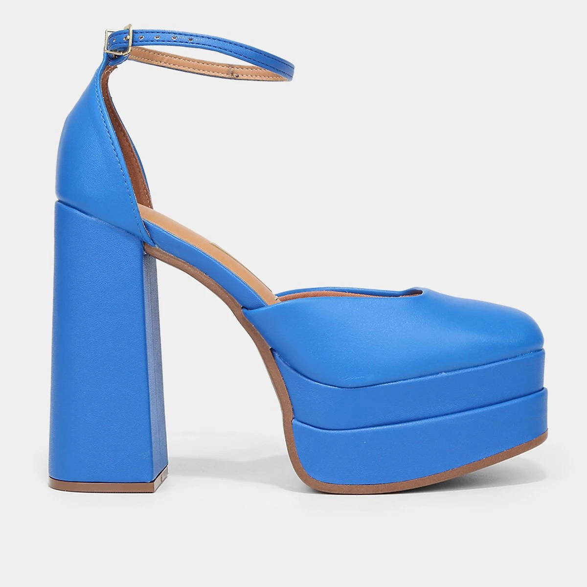 Peep Toe Meia Pata Vizzano Bico Quadrado Salto Bloco Alto