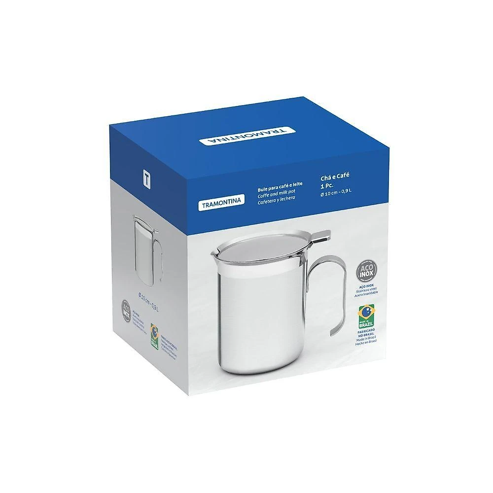 Bule Buena para Café e Leite Aço Inox Polimento Fosco com Detalhes em Alto Brilho Tramontina 900ML