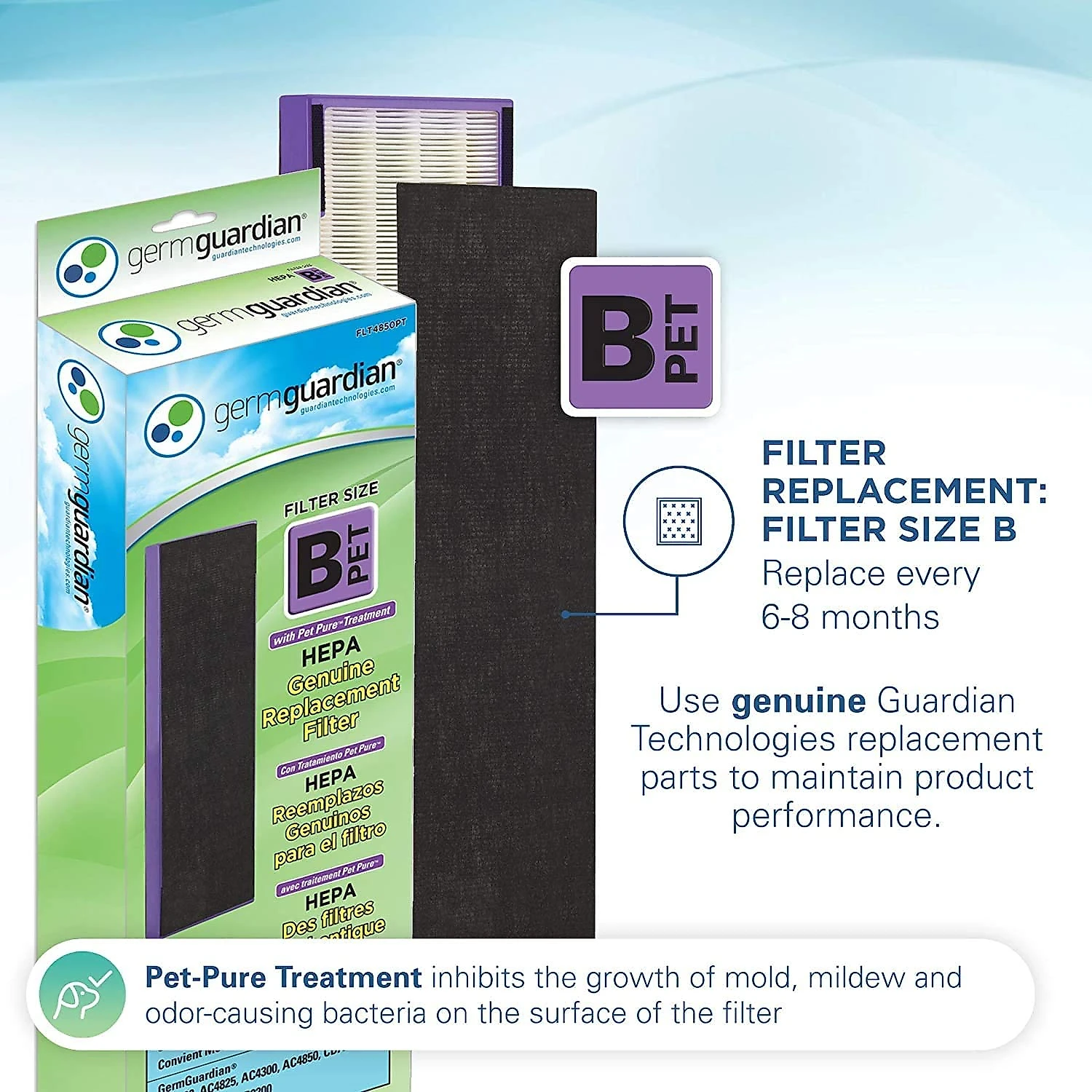 Germ Purificador de Ar com Filtro HEPA com Desinfetante UV de Bactérias Preto