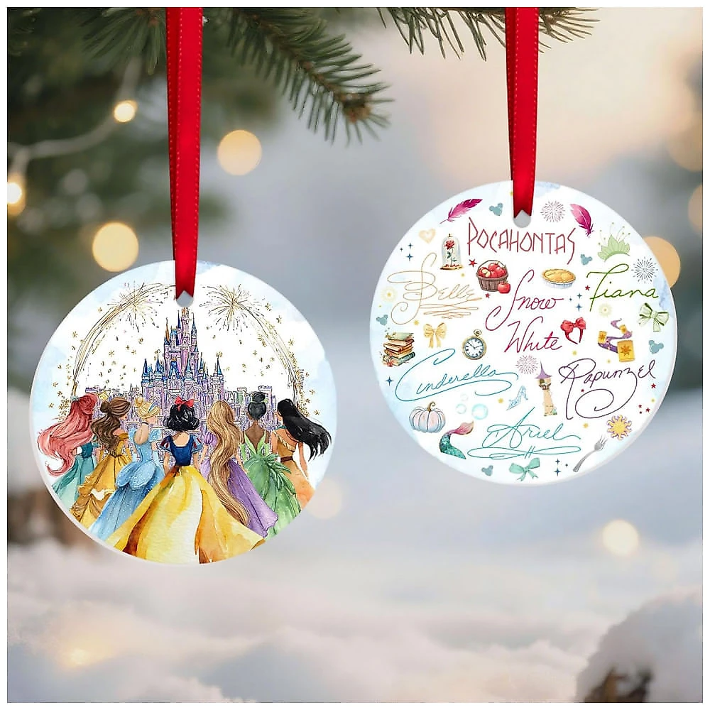 Enfeite de Natal Princesa de Cerâmica 34HD 2025 para Árvore, Fãs de Princesas, Castelo de Conto de Fadas