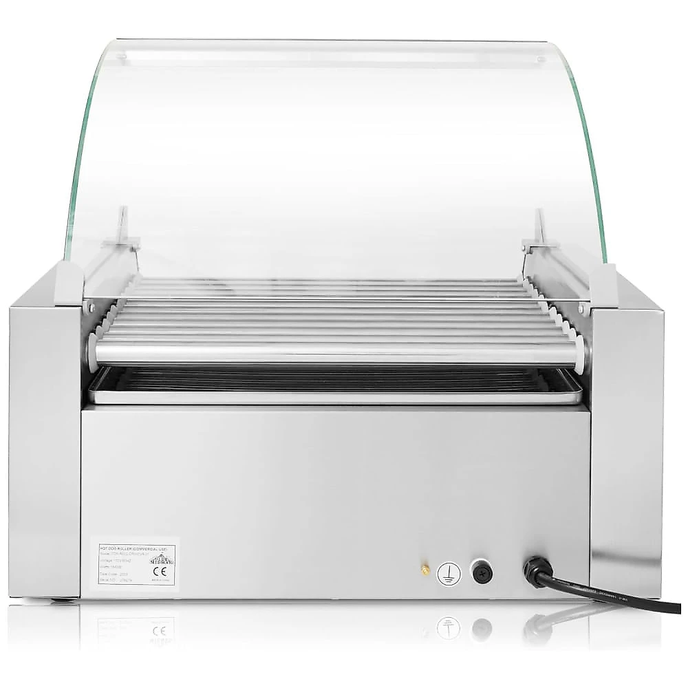 Máquina para Cachorro Quente 11 Rolos até 30 Salsichas com Gaveta de Aquecimento, 110V 1100W, OLDE MIDWAY, Prata