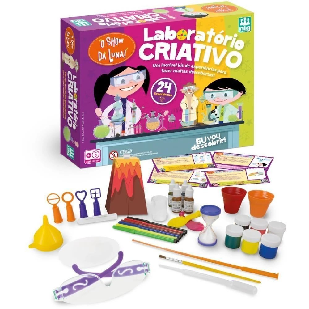 Brinquedo Educativo Laboratório Criativo da Luna 24 Experiências Nig Brinquedos