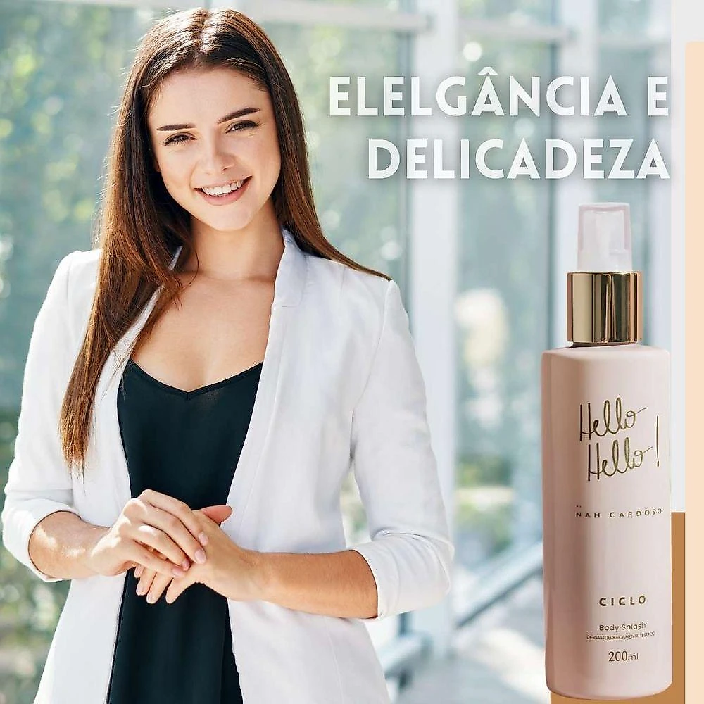 Body Splash Hello Feminino Desodorante Colônia Oriental Gourmand 200ML
